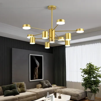 Современные светодиодные люстры для гостиной, спальни, черные Золотые лампы с железной краской, Светильник для декоративного освещения в помещении AC90-260V