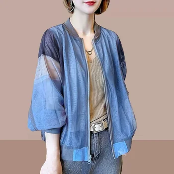Солнцезащитная одежда из ледяного шелка Женская летняя Тонкая 2023 Новая Корейская версия зарубежной дышащей модной солнцезащитной одежды Пальто