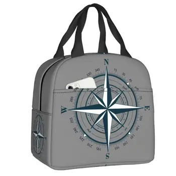 Сумка для ланча с морским компасом, женская теплая сумка-холодильник, изолированный ланч-бокс для детей, школьные Рабочие сумки для пикника, сумки для еды
