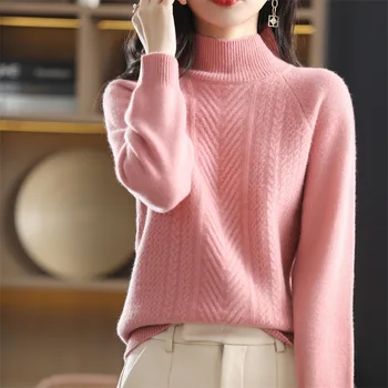 Трикотажные изделия Женский Свитер Mujer Пуловеры осень зима рубашка с высоким воротом женский вязаный свитер пальто более чистого цвета