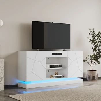 Тумба для телевизора, подставка для телевизора с Bluetooth-динамиком, современный шкаф для телевизора со светодиодной подсветкой с ящиками для хранения