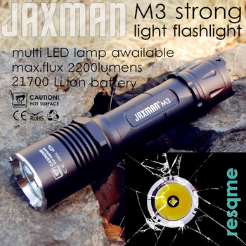 Фонарик JAXMAN M3 с сильным освещением, сверхтвердые металлокерамические бусины, аккумулятор resqme 21700, тактическая функция, бесплатная доставка