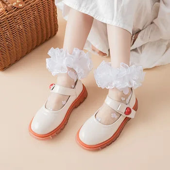 Хлопчатобумажные носки с цветочным узором для малышей и девочек, Хлопчатобумажные платья с рюшами на лодыжках, носки принцессы Лето