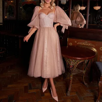 Элегантное весенне-розовое сексуальное платье средней длины без бретелек с длинными рукавами, тонкое темпераментное платье для подружки невесты